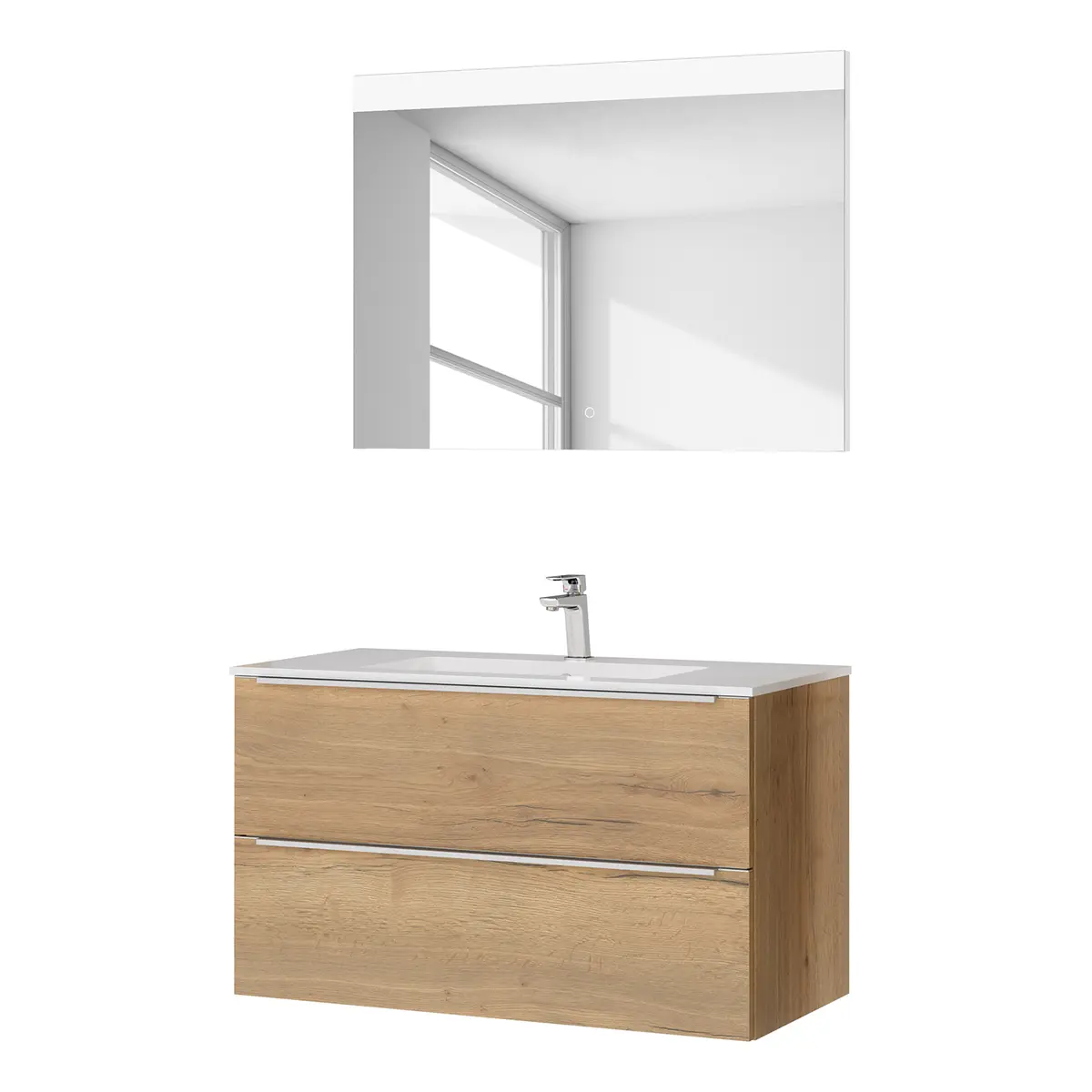 Badezimmerset MYBA I 2-teilig 100cm Braun/Eiche Dekor | Braun