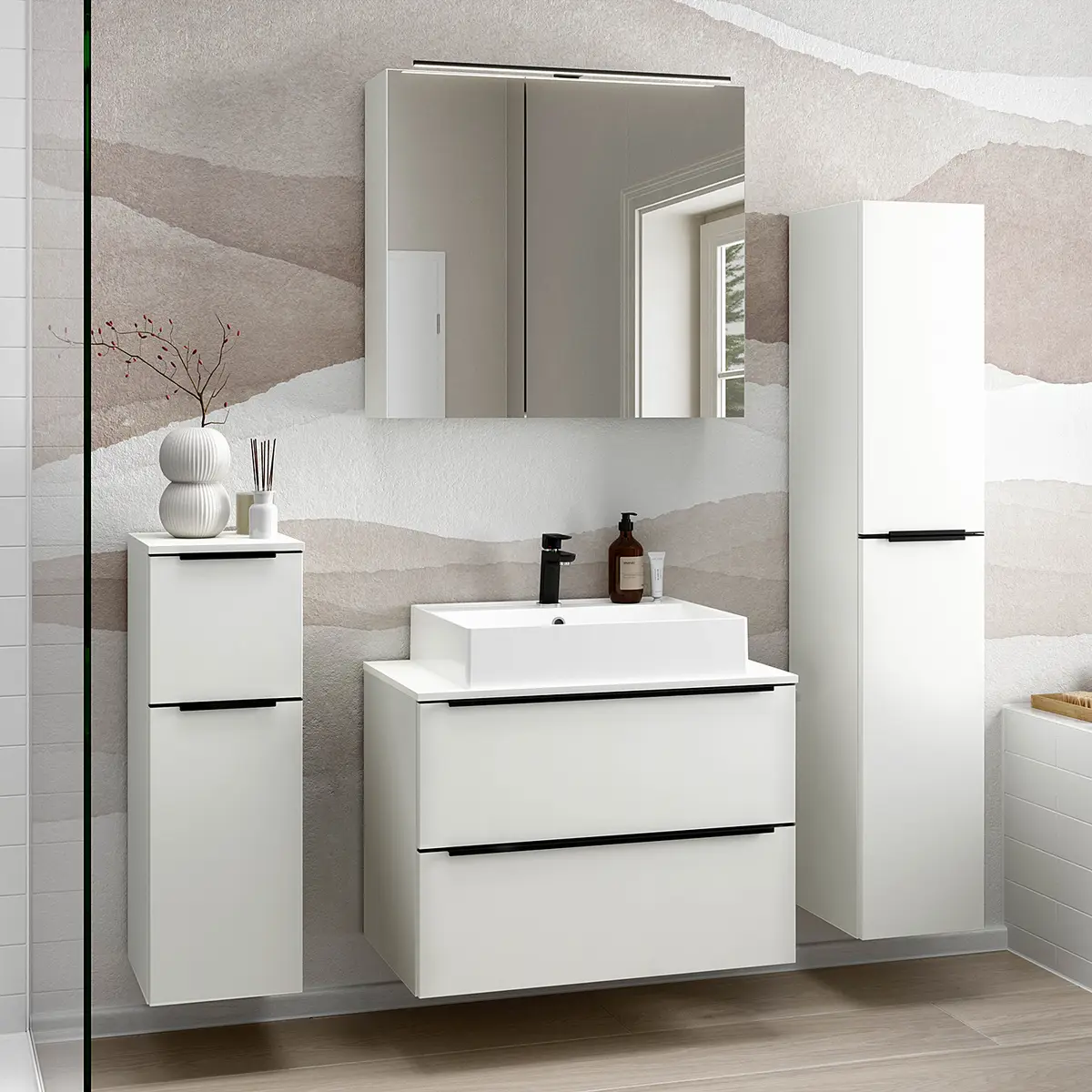 Badezimmerset MYBA XXV 4-teilig 140cm Weiß/Weiß | Weiß