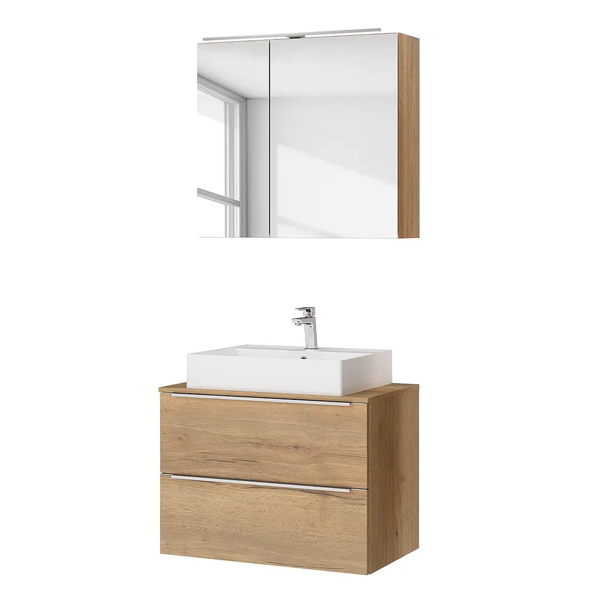 Badezimmerset MYBA XX 2-teilig 80cm Braun/Eiche Dekor | Braun