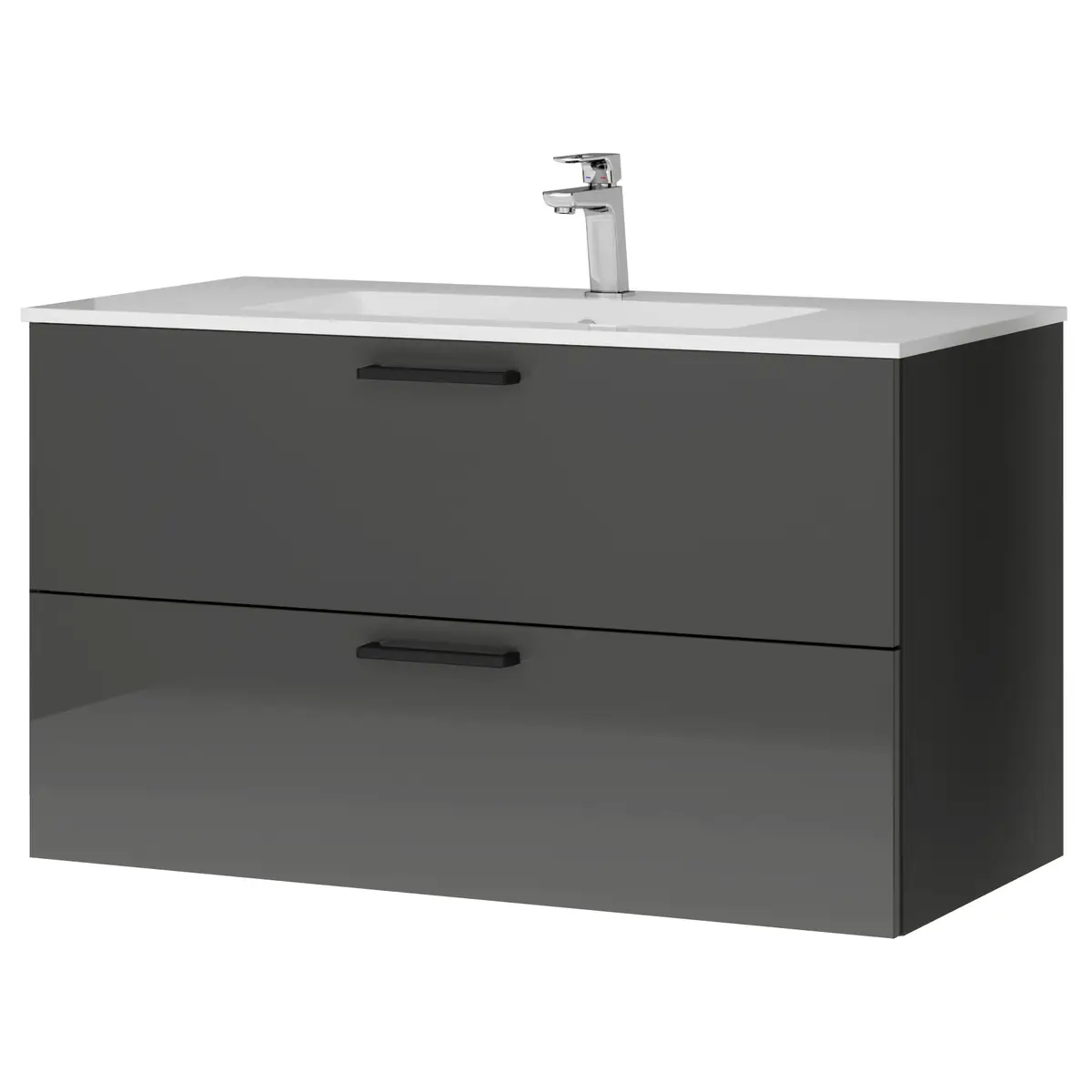 Waschtisch MYBA IV 100cm Weiß/Hochglanz Grau | Weiß