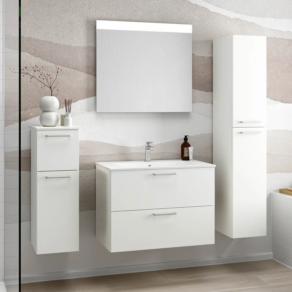 Badezimmerset MYBA XIV 4-teilig 140cm Weiß/Weiß | Weiß