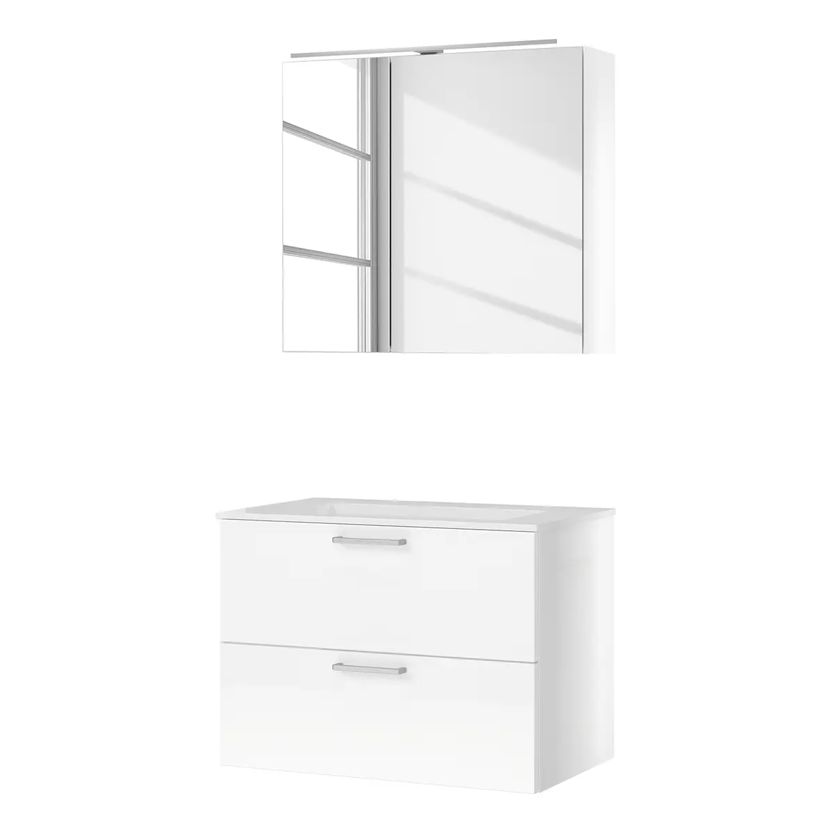 Badezimmerset MYBA XII 2-teilig 80cm Weiß/Hochglanz Weiß | Weiß