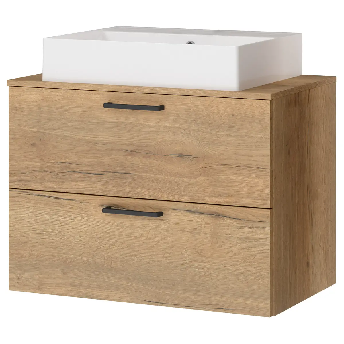 Waschtisch MYBA VIII 80cm Weiß/Eiche Dekor | Holztöne