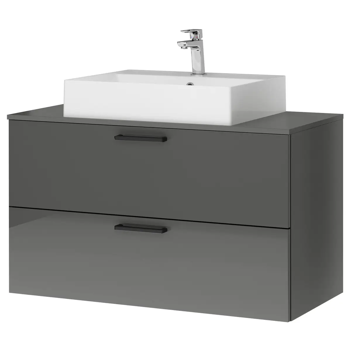 Waschtisch MYBA VIII 100cm Weiß/Hochglanz Grau | Weiß