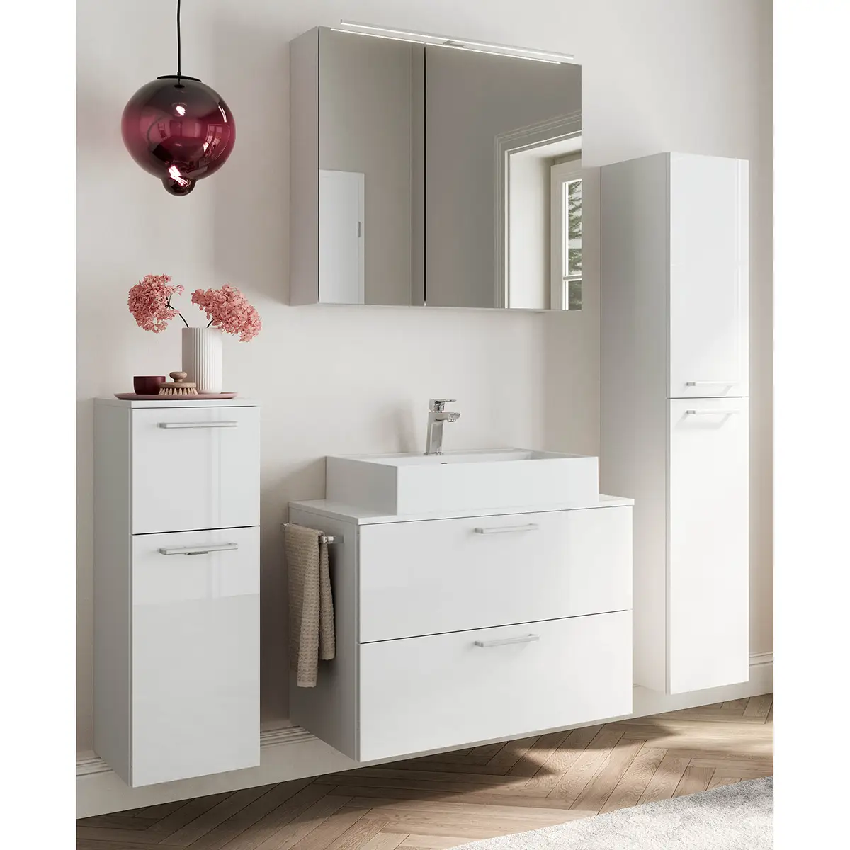 Badezimmerset MYBA XXXII 4-teilig 140cm Weiß/Hochglanz Weiß | Weiß