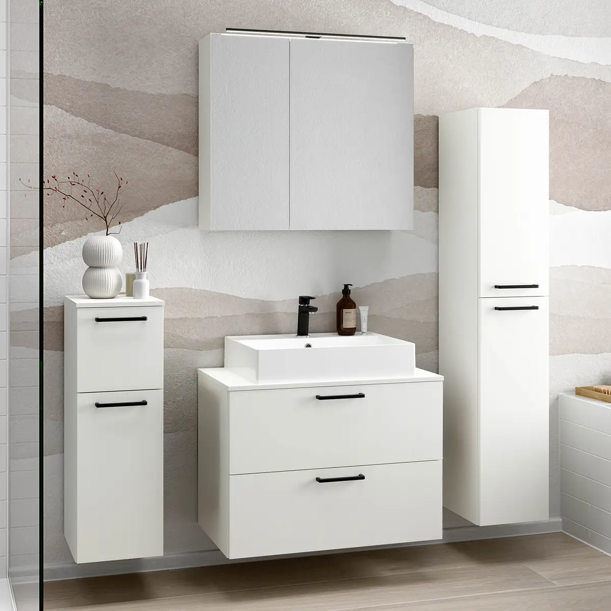 Badezimmerset MYBA XXXIII 4-teilig 140cm Weiß/Weiß | Weiß