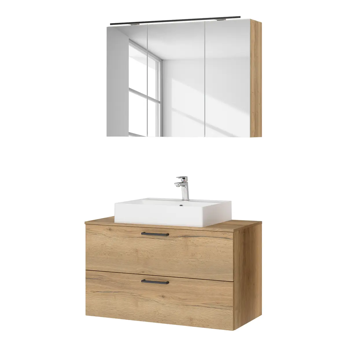 Badezimmerset MYBA XXIV 2-teilig 100cm Braun/Eiche Dekor | Braun