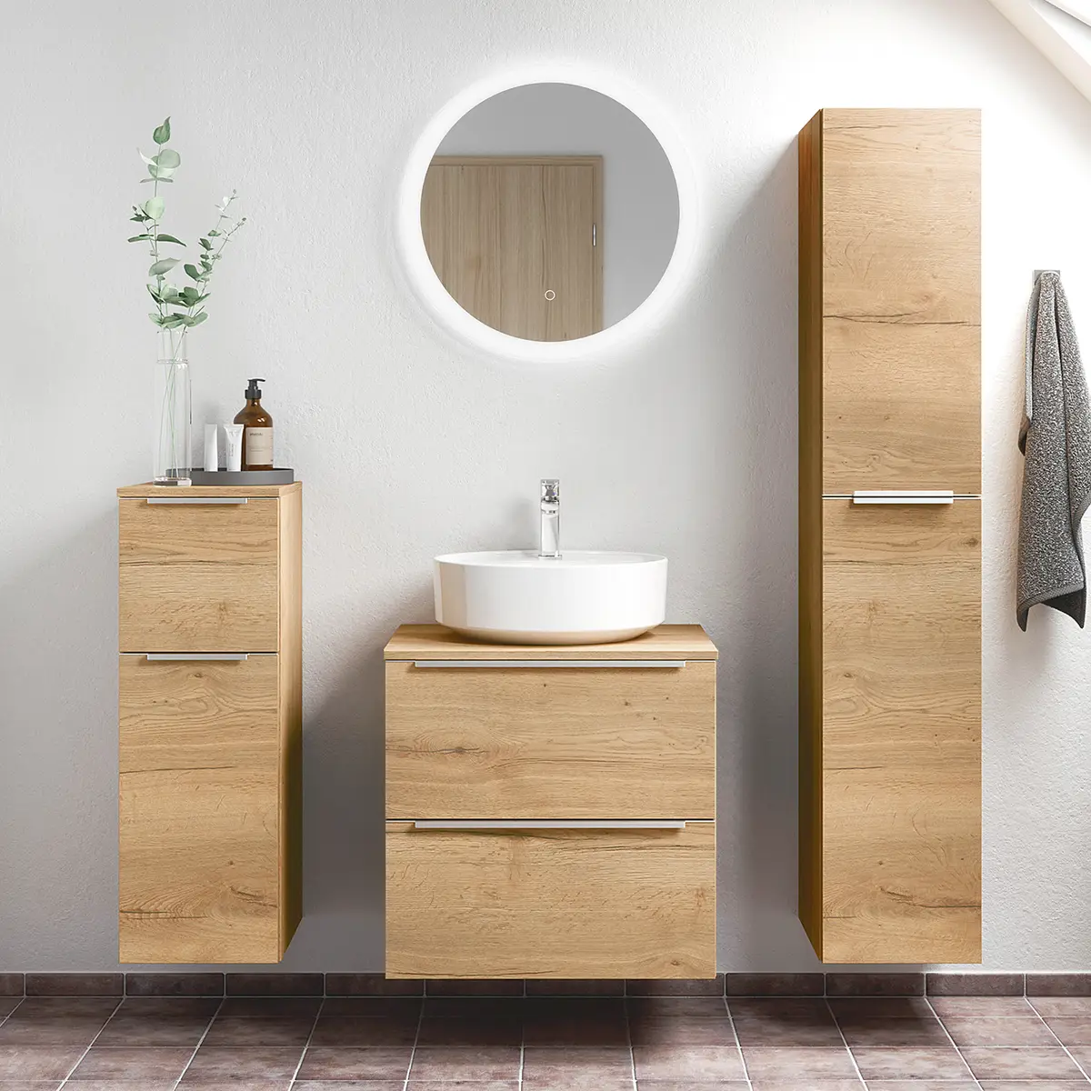 Badezimmerset MYBA LII 4-teilig 120cm Braun/Eiche Dekor | Braun