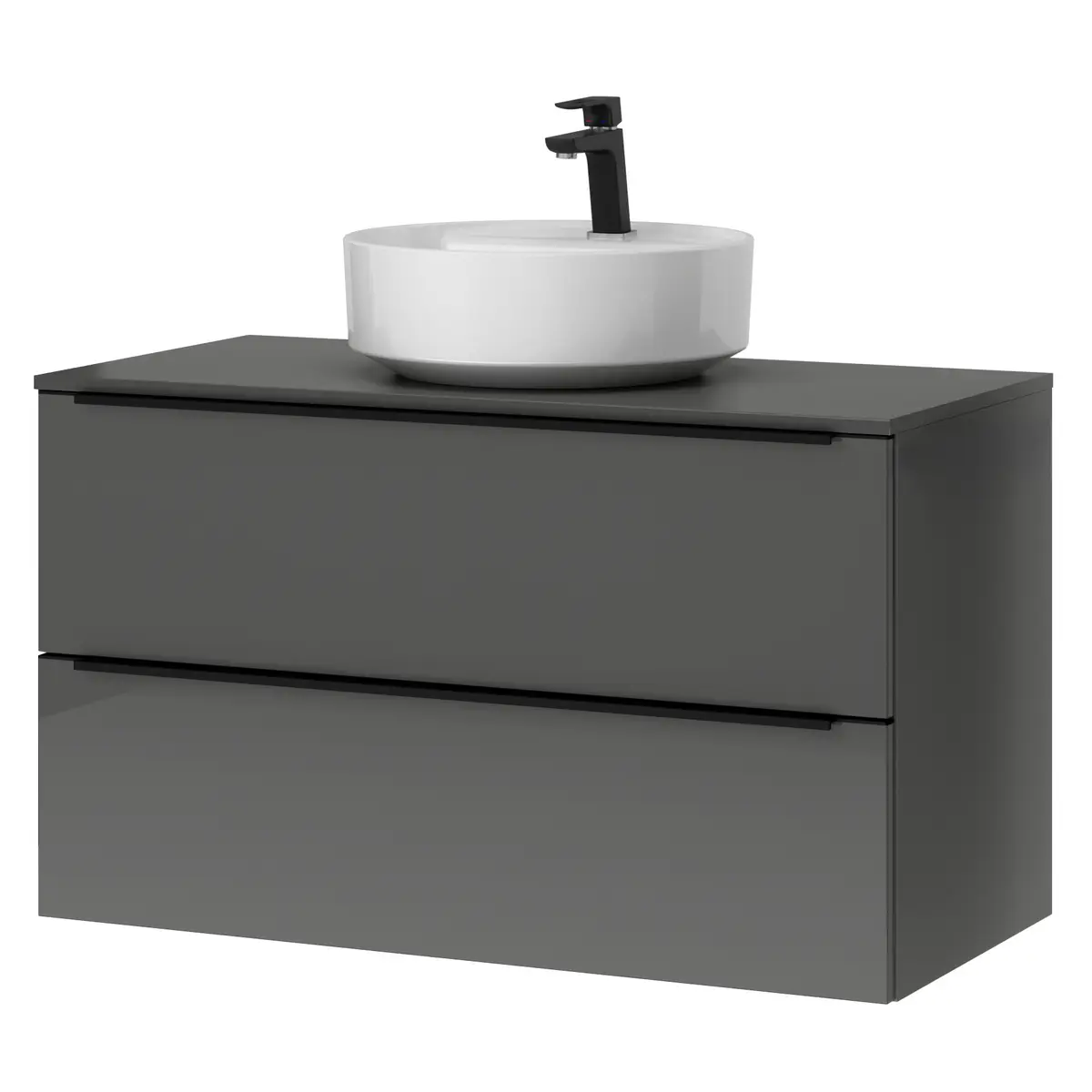 Waschtisch MYBA X 100cm Weiß/Hochglanz Grau | Grau