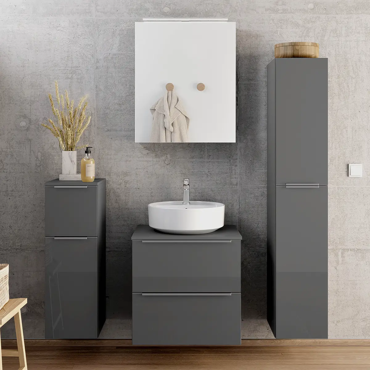 Badezimmerset MYBA XL 4-teilig | Grau