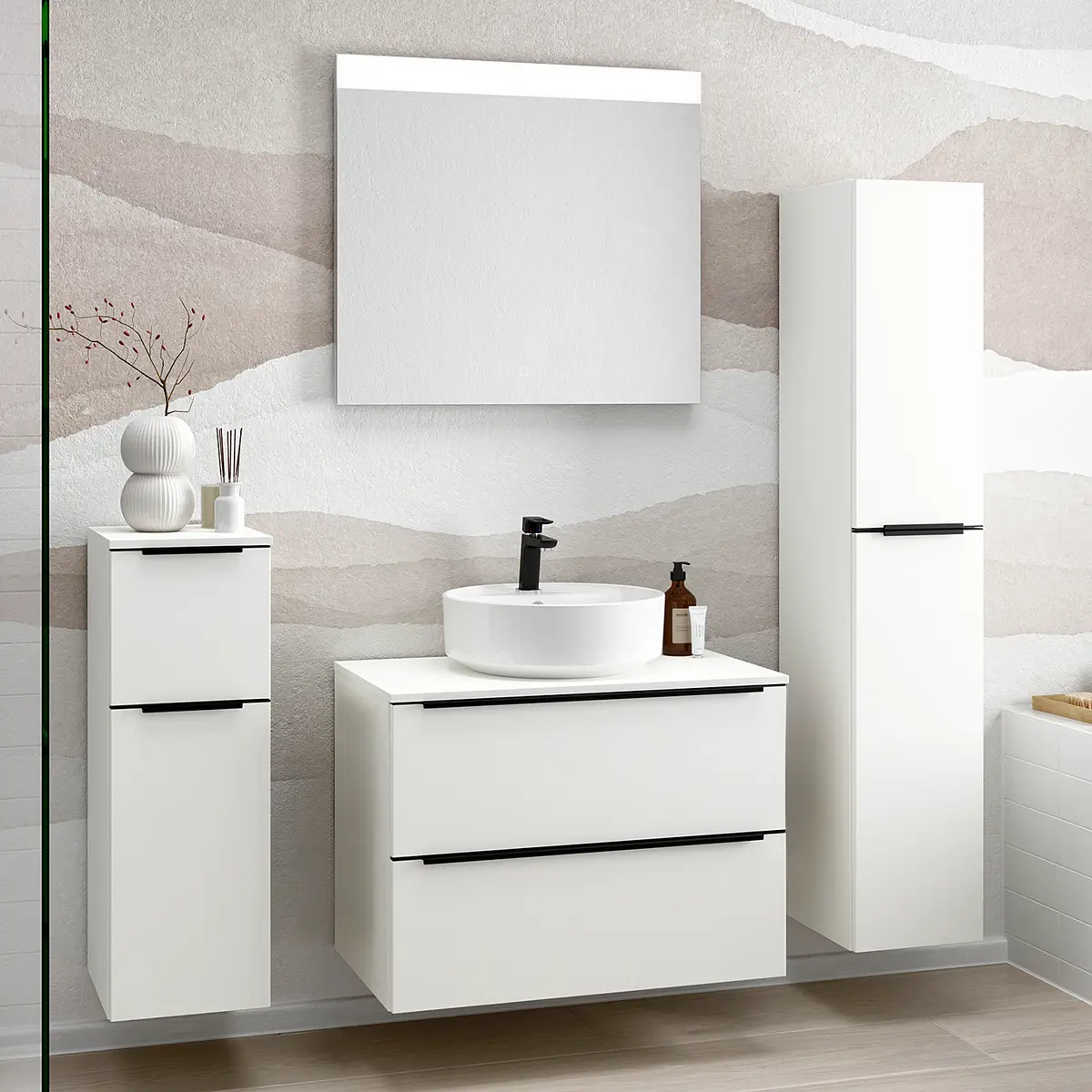 Badezimmerset MYBA XXXIX 4-teilig 140cm Weiß/Weiß | Weiß