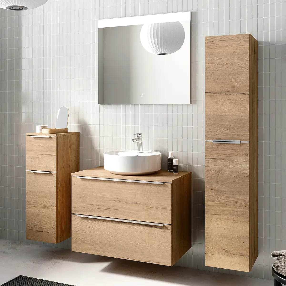Badezimmerset MYBA XXXVIII 4-teilig 140cm Braun/Eiche Dekor