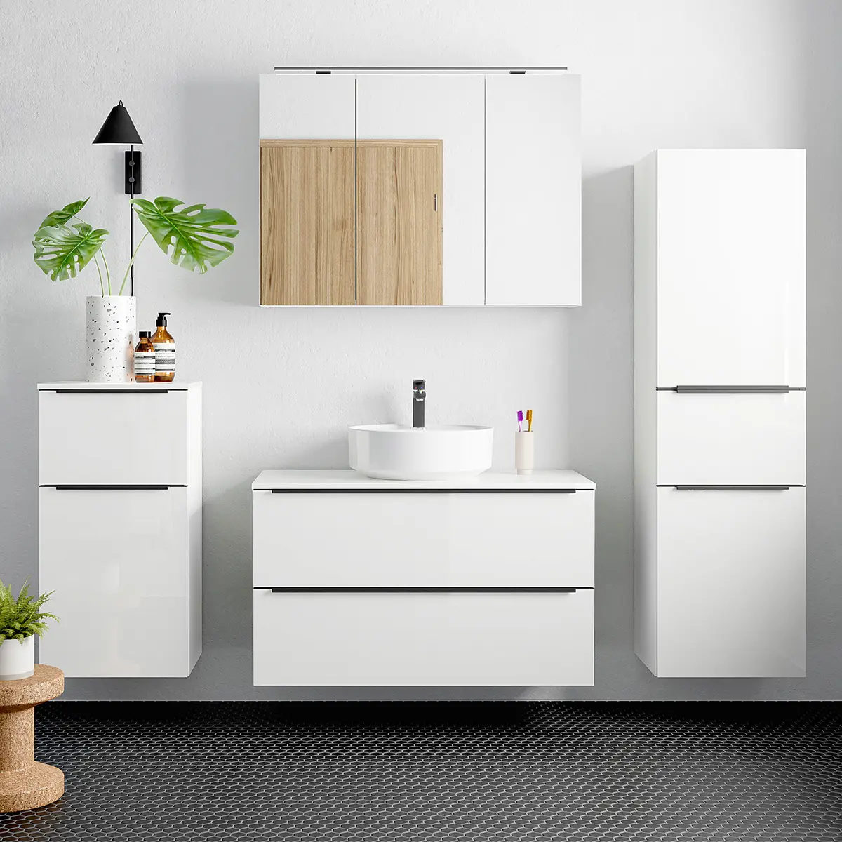 Badezimmerset MYBA XLI 4-teilig 190cm | Weiß