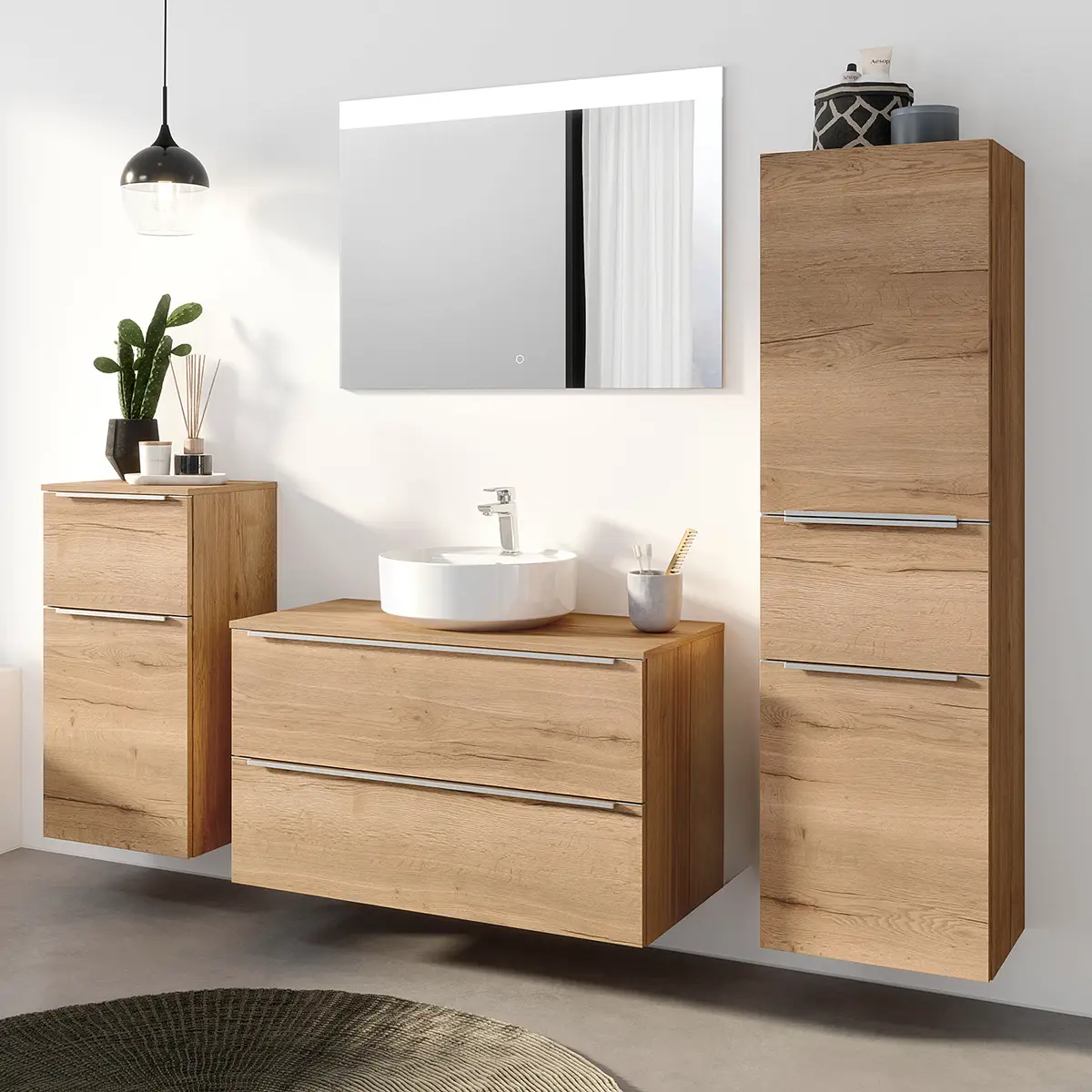 Badezimmerset MYBA XXXVIII 4-teilig 190cm Braun/Eiche Dekor | Braun