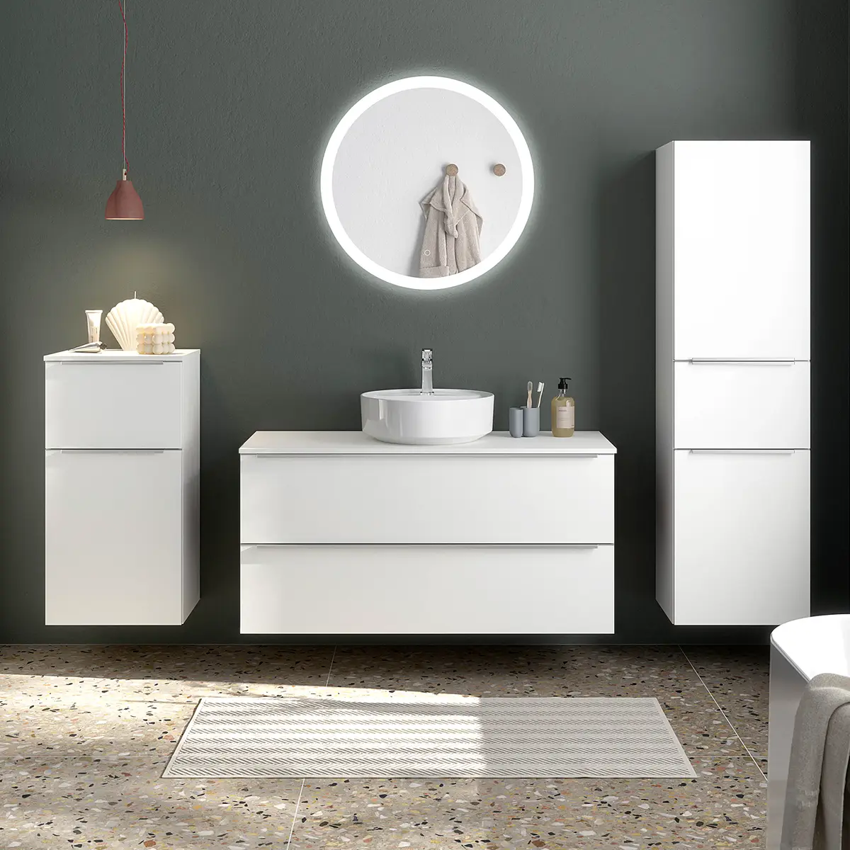 Badezimmerset MYBA LII 4-teilig 210cm Weiß/Weiß | Weiß