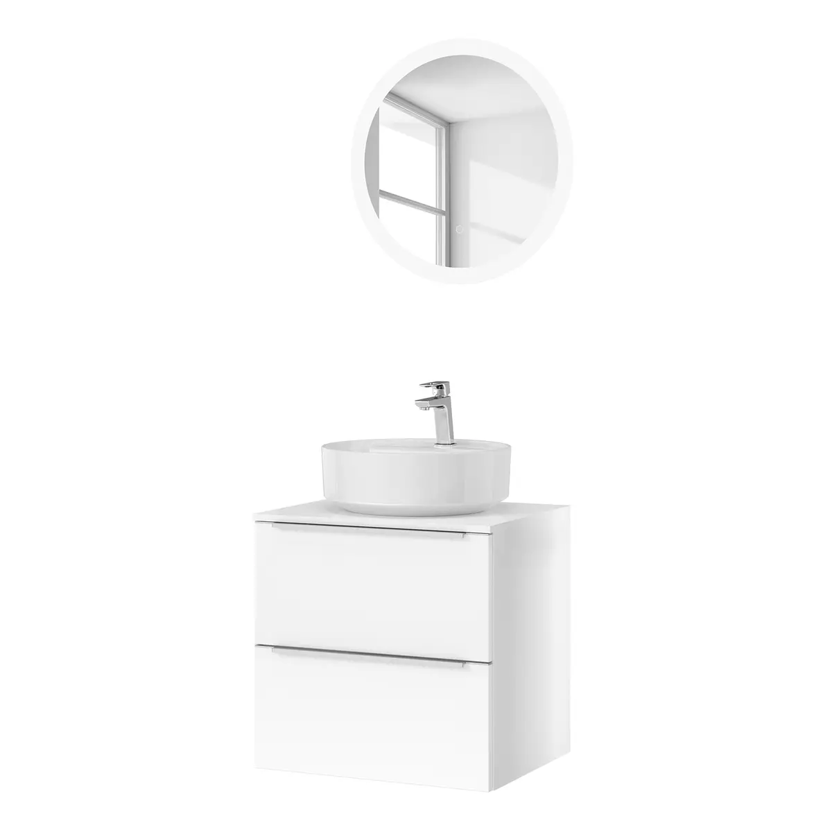 Badezimmerset MYBA L 2-teilig 60cm Weiß/Hochglanz Weiß | Weiß