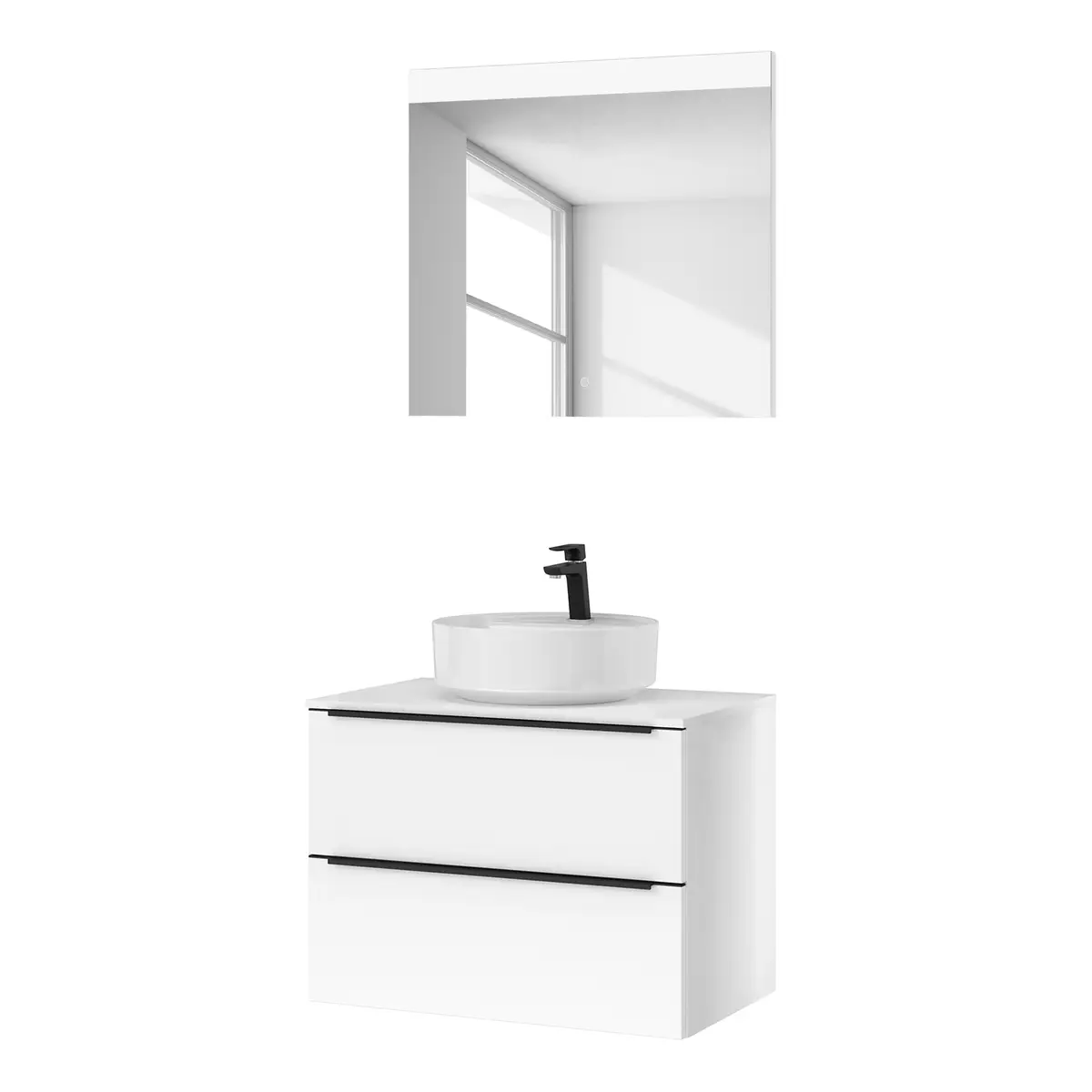Badezimmerset MYBA XXXV 2-teilig 80cm Weiß/Hochglanz Weiß | Weiß