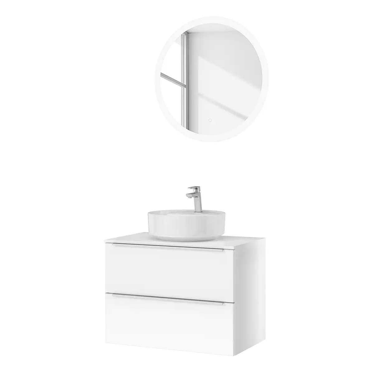 Badezimmerset MYBA L 2-teilig 80cm Weiß/Hochglanz Weiß | Weiß