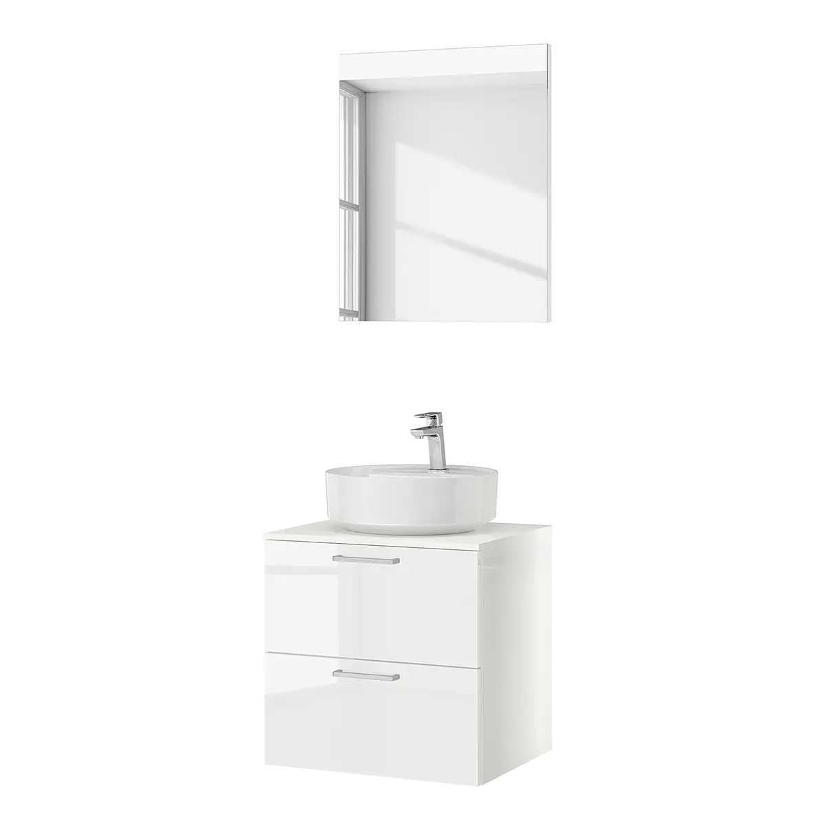 Badezimmerset MYBA LIV 2-teilig 60cm Weiß/Hochglanz Weiß | Weiß