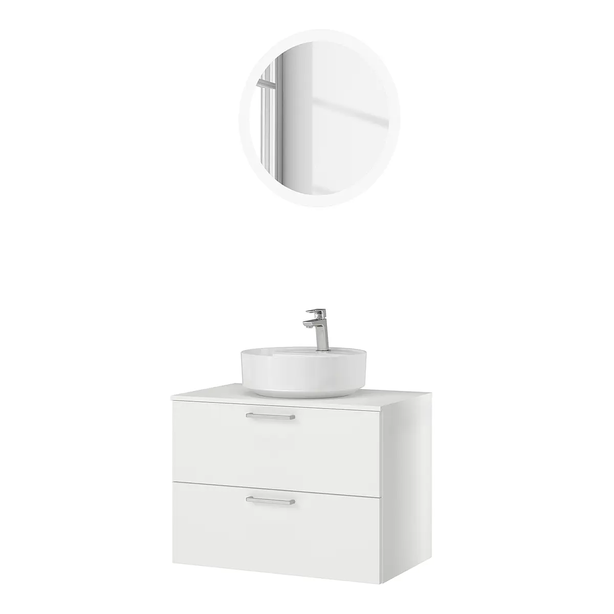 Badezimmerset MYBA LXX 2-teilig 80cm Weiß/Weiß | Weiß