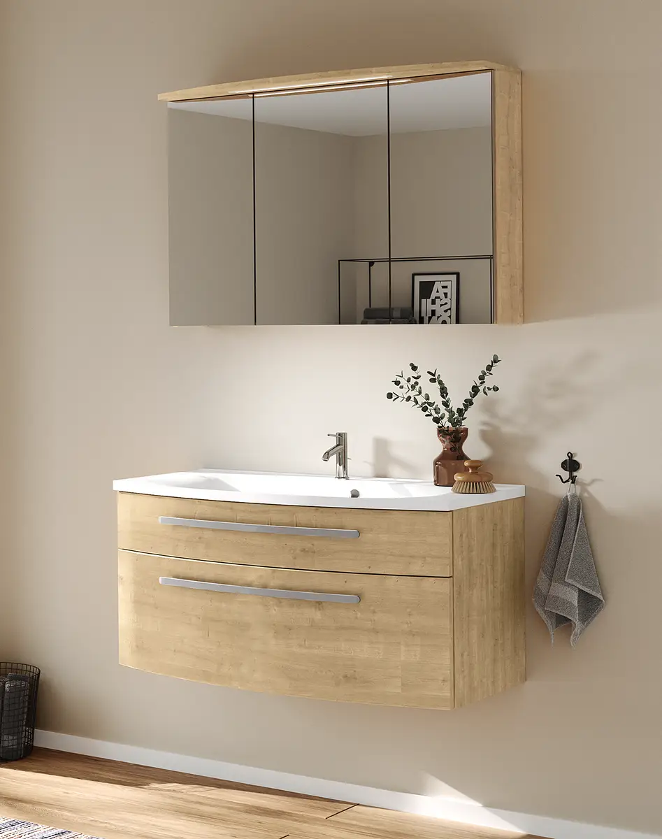 Badezimmerset Speed 2-teilig 100cm Braun/Eiche Dekor | Braun
