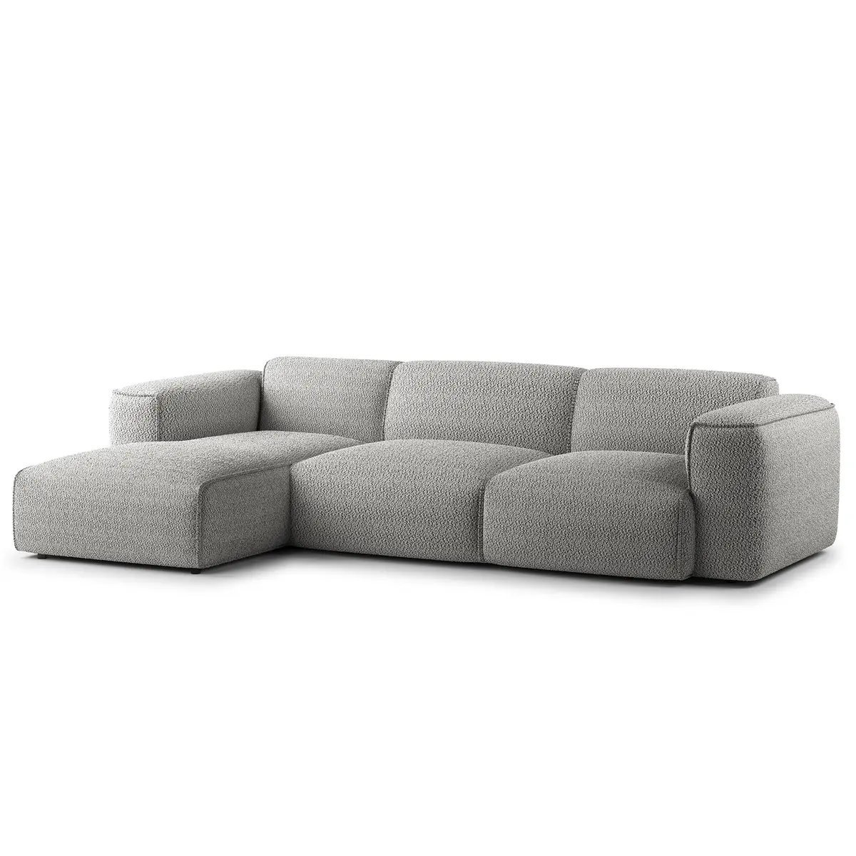 Ecksofa 3-Sitzer mit Longchair | Grau