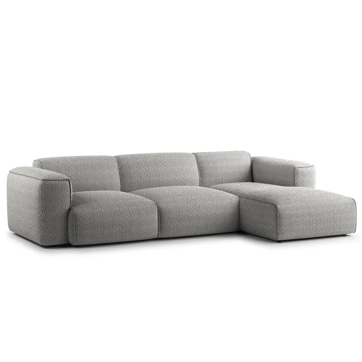 Ecksofa 3-Sitzer mit Longchair | Grau
