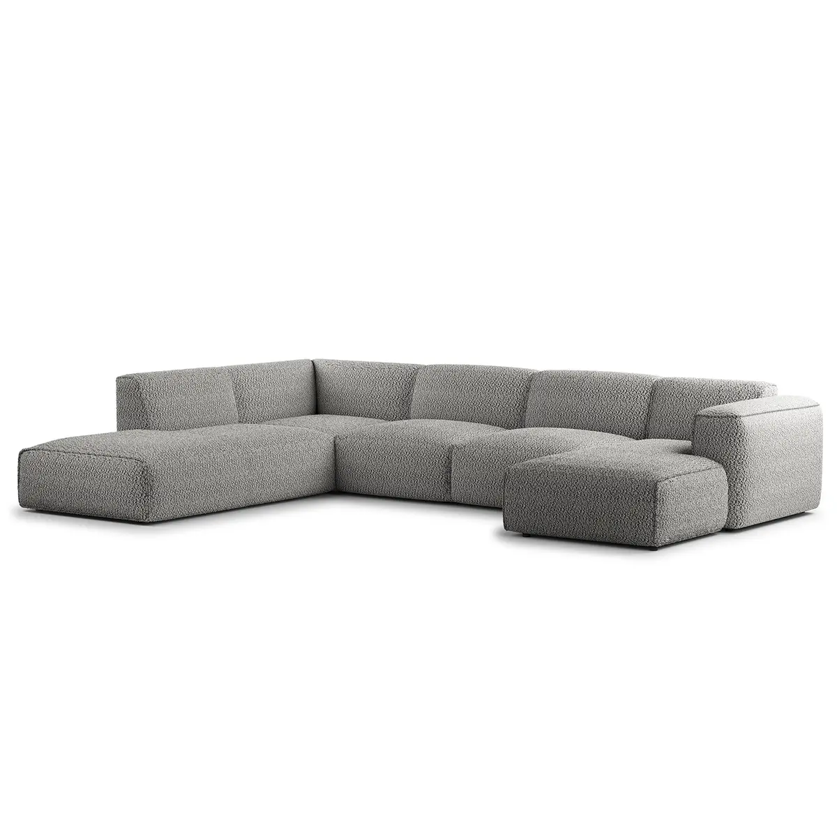 Wohnlandschaft Grau Teddy-Bouclé Stoff Bony | Grau