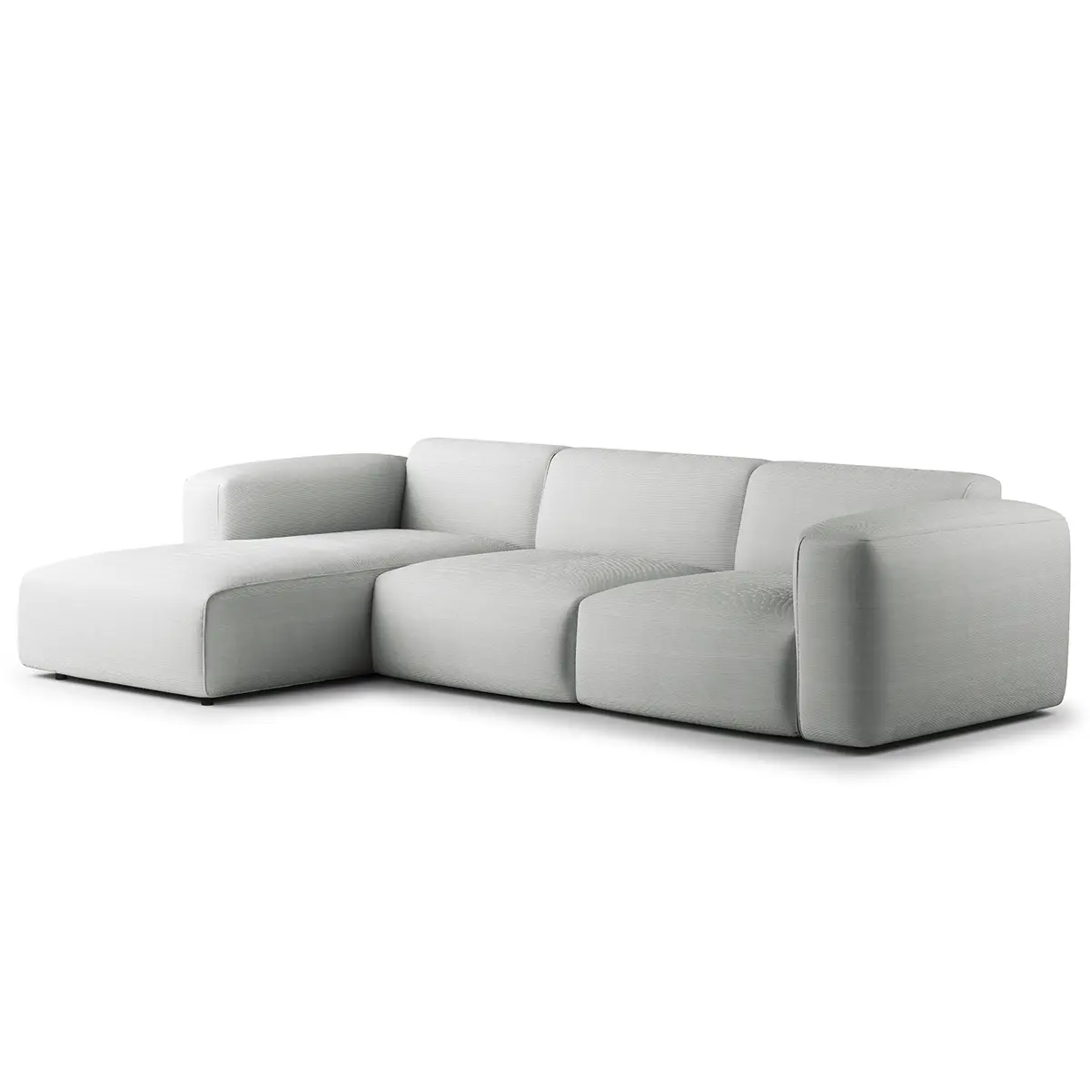 Ecksofa 3-Sitzer mit Longchair Grau Cordstoff Snor | Grau