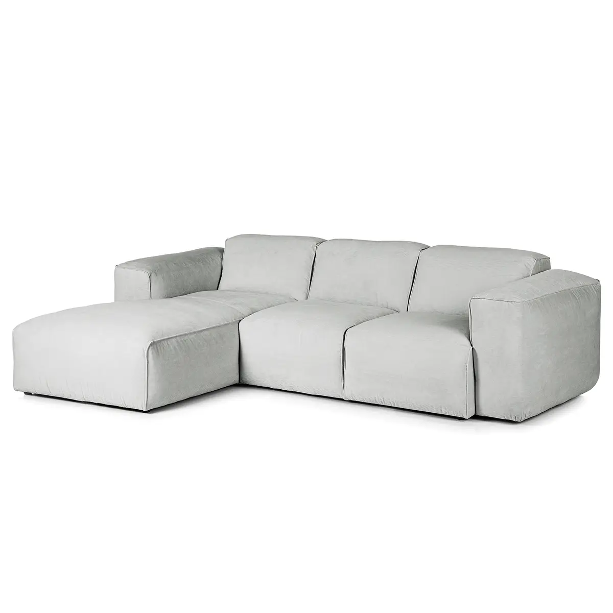 Ecksofa 3-Sitzer mit Longchair Grau Cordstoff Snor | Grau