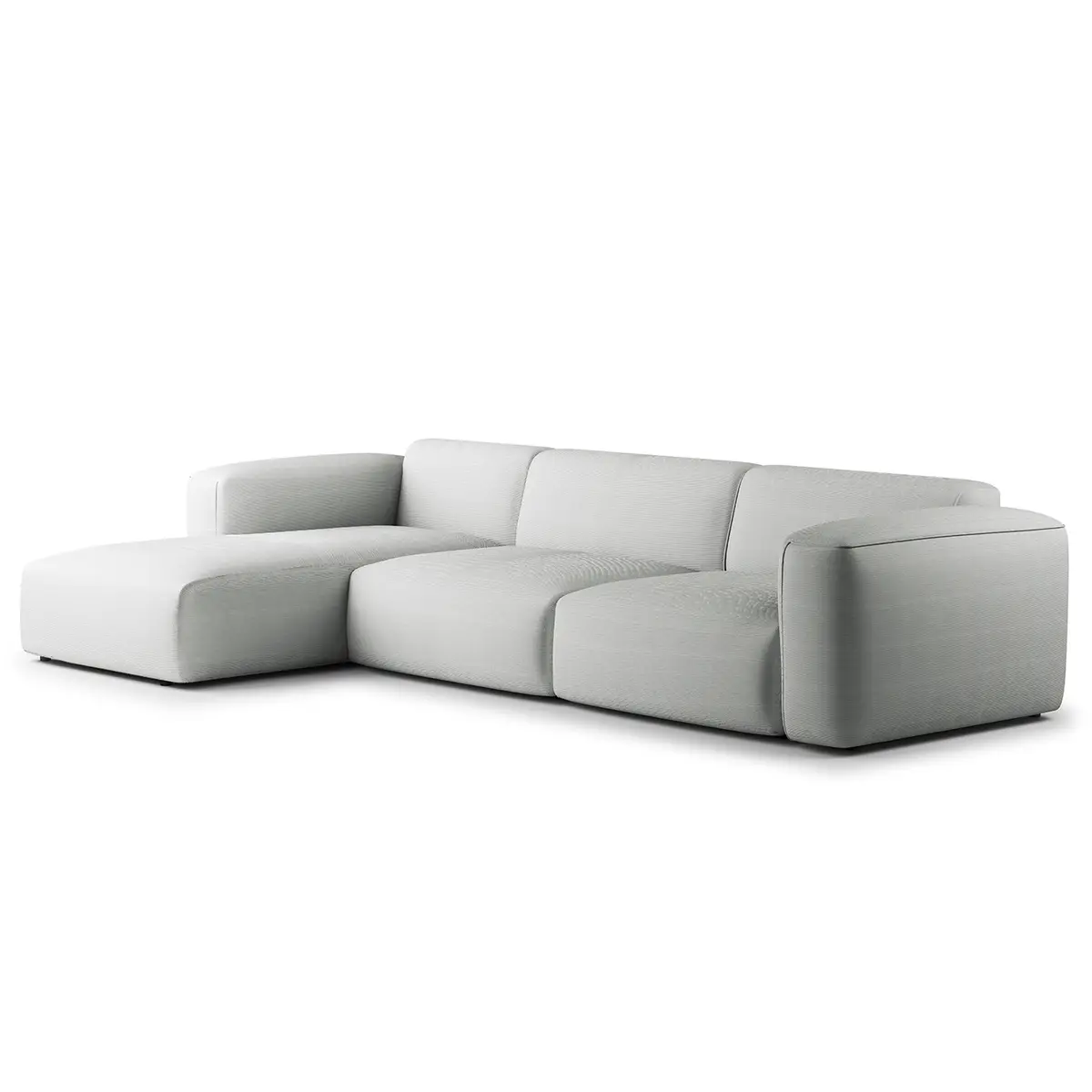 Ecksofa 3-Sitzer mit Longchair Grau Cordstoff Snor | Grau