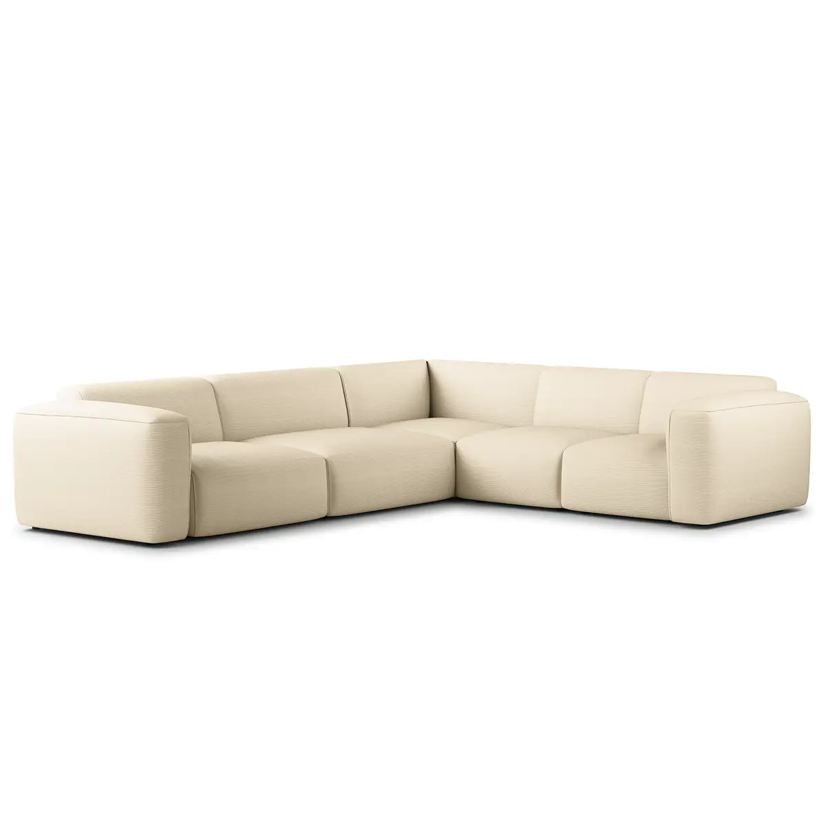 Ecksofa mit Rundecke Beige Cordstoff Snor | Beige