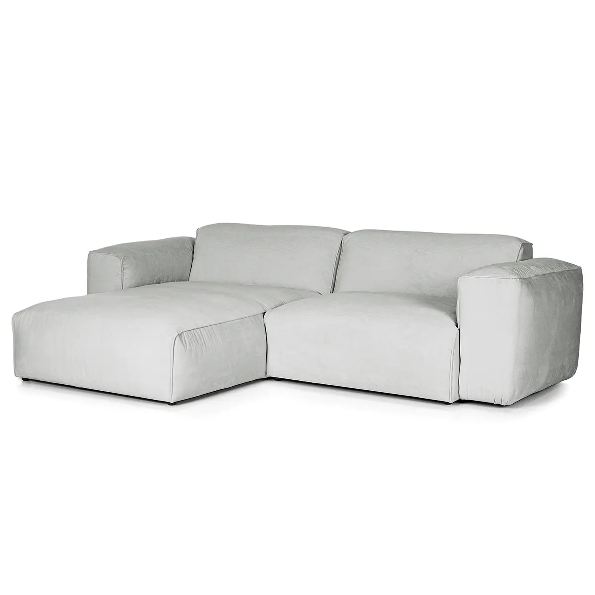 Ecksofa 1,5-Sitzer mit Longchair Grau Cordstoff Snor | Grau