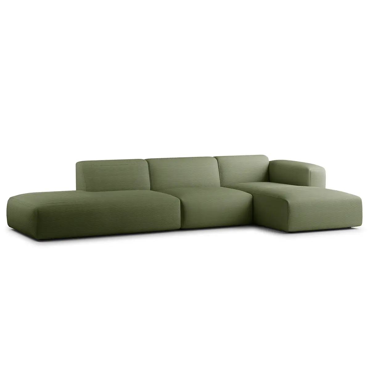 Ecksofa mit Chaiselongue Grün Cordstoff Snor | Grün