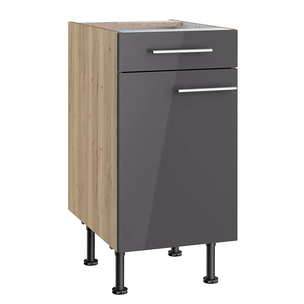Unterschrank III 40cm Grau/Anthrazit/Wildeiche | Grau