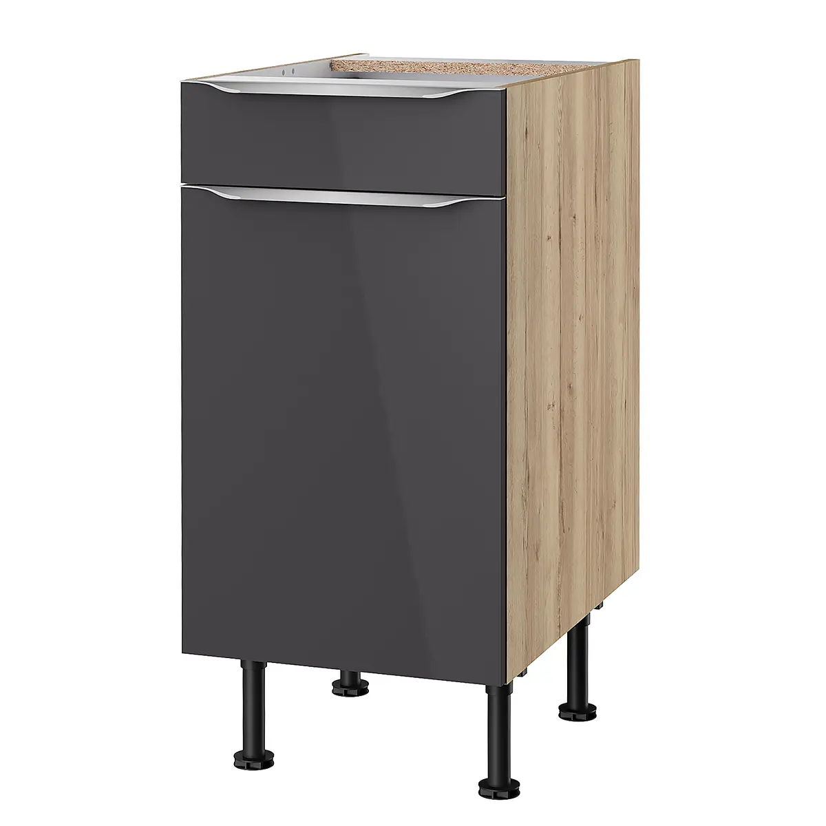 Unterschrank I 40cm Grau/Anthrazit/Wildeiche | Grau