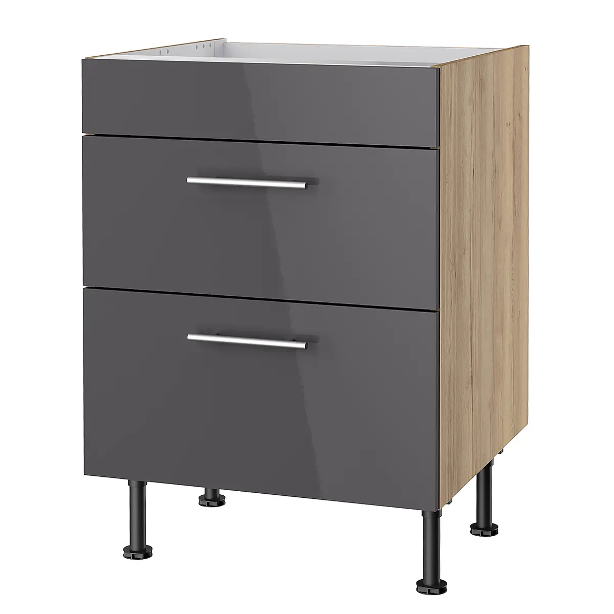 Kochfeld-Unterschrank II 60cm Grau/Anthrazit/Wildeiche | Grau
