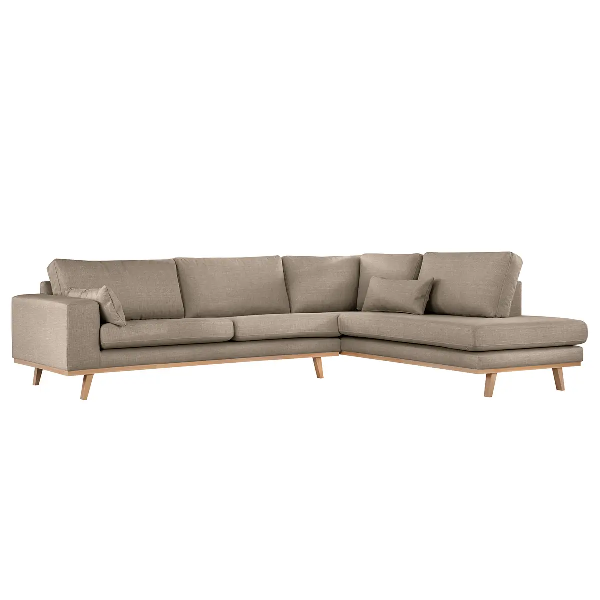 Ecksofa mit Ottomane Grau/Taupe Strukturstoff Otrera | Grau