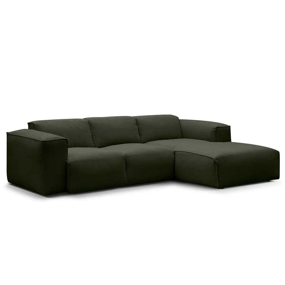 Ecksofa 3-Sitzer mit Longchair Grün Webstoff Saia | Grün