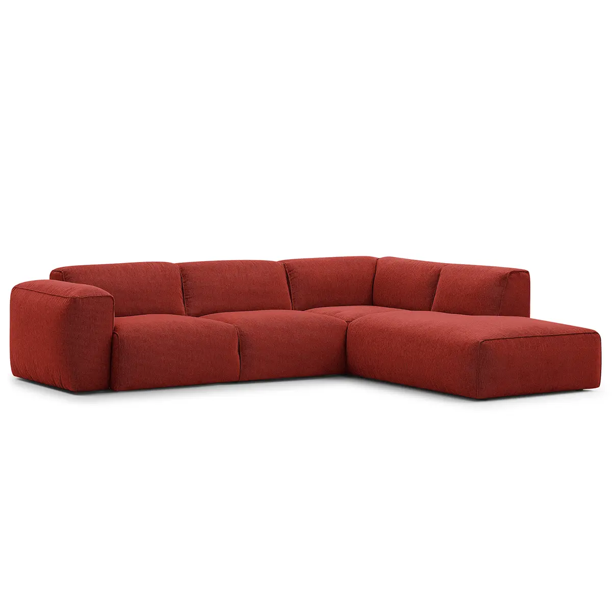 Ecksofa 3-Sitzer mit Recamiere | Rot