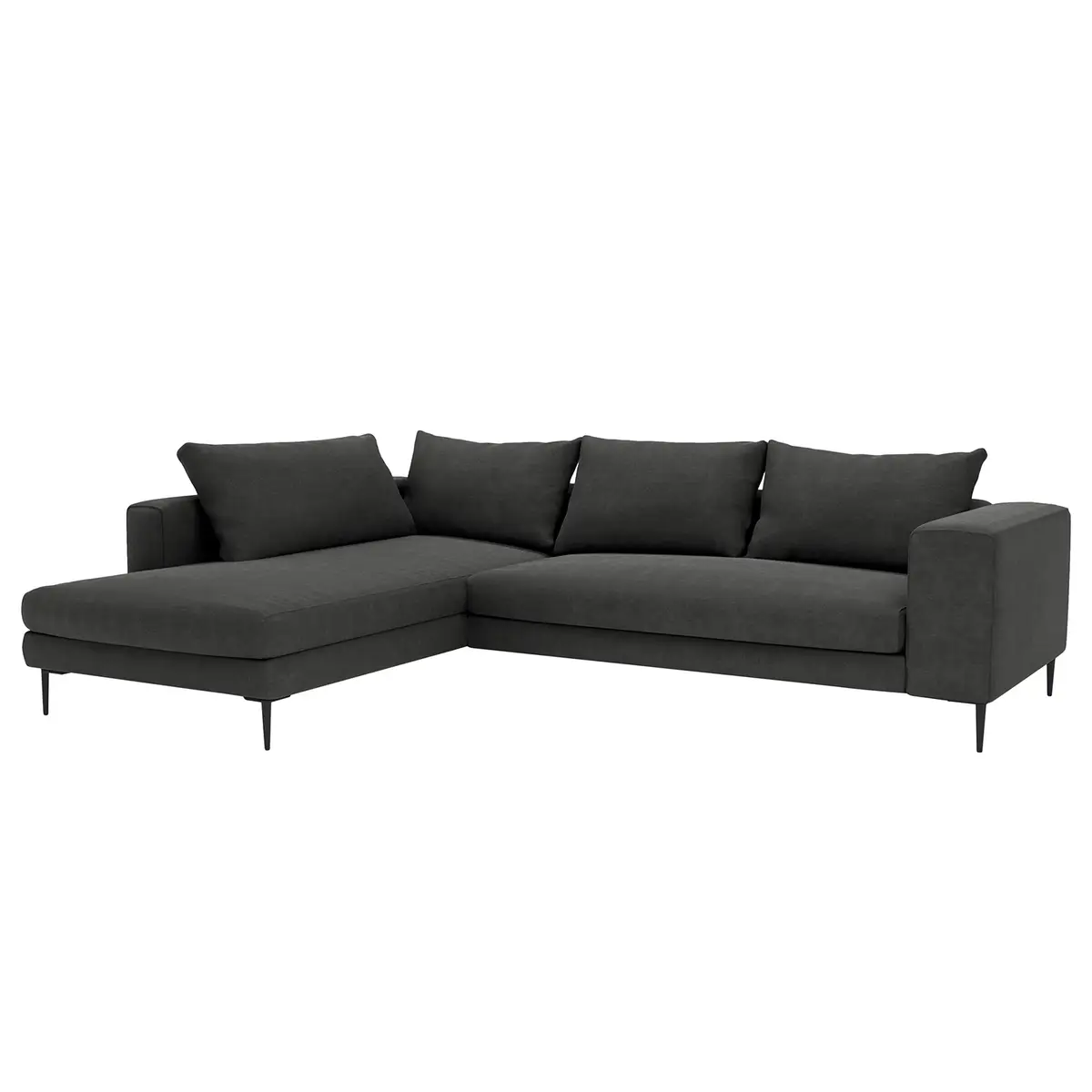 Ecksofa mit Ottomane Grau Webstoff Caya | Grau