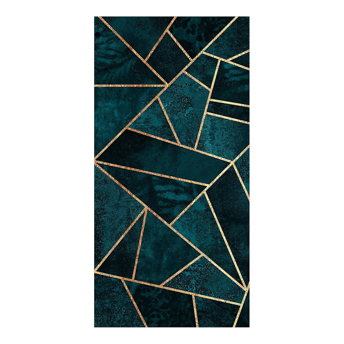 Vinylteppich Dunkles Türkis mit Gold 200 x 100cm | Türkis