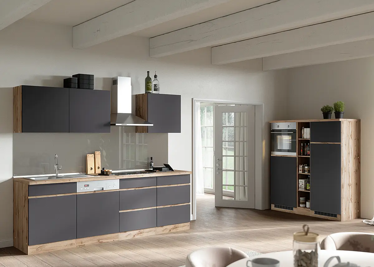 Küchenzeile Turin Kombi D 390cm | Braun
