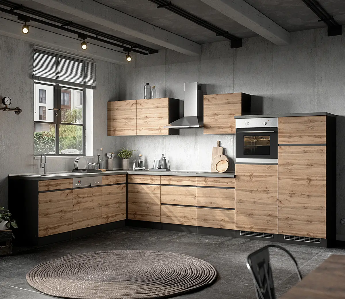 Eck-Küchenzeile Turin Kombi C | Braun
