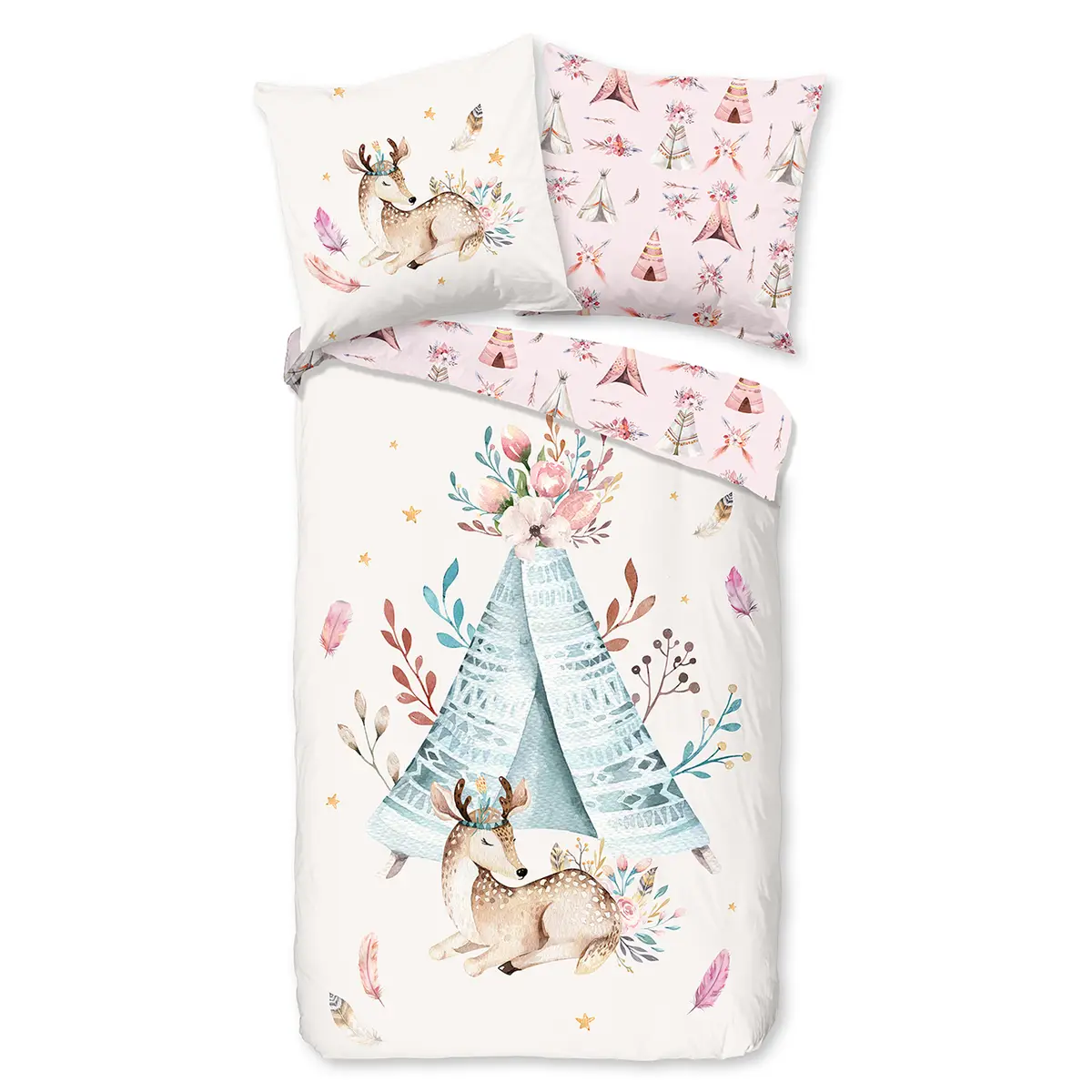 Kinderbettwäsche Boho 135 x 200cm Multicolor | Mehrfarbig