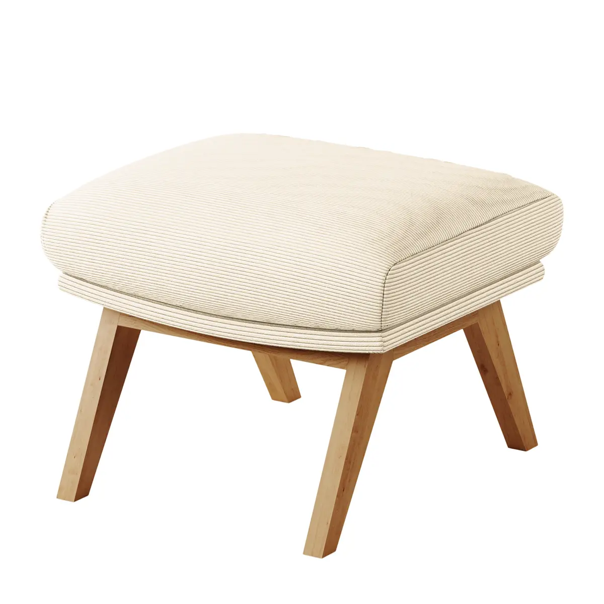 Polsterhocker mit Holzfüßen | Beige