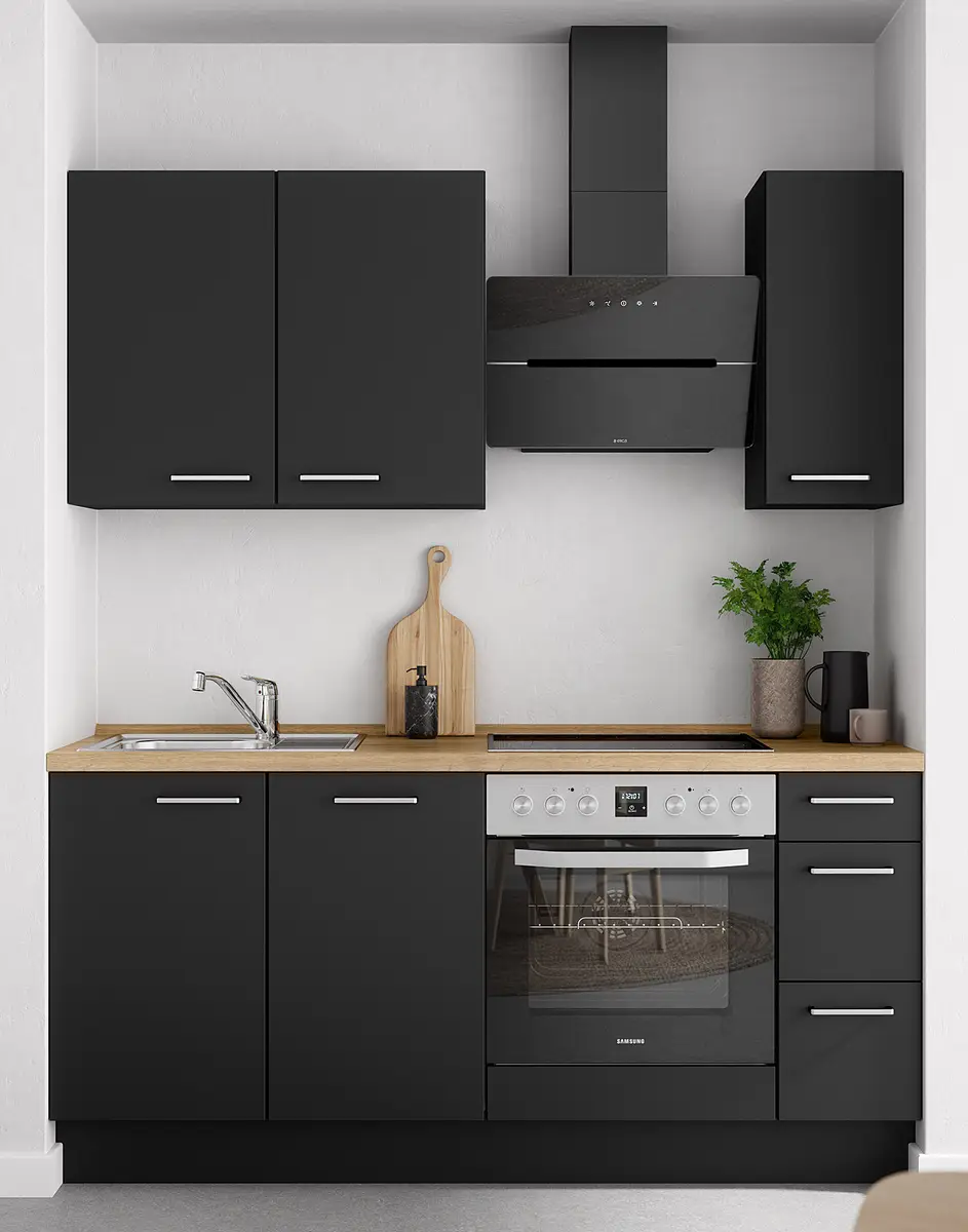 Küchenzeile High-Line Touch Variante A | Schwarz
