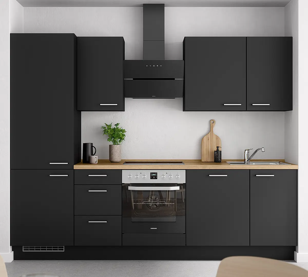 Küchenzeile High-Line Touch Variante B | Schwarz