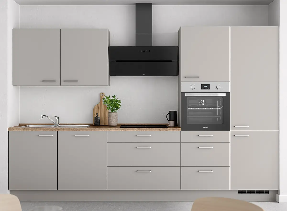 Küchenzeile High-Line Touch Variante D 330cm Ausrichtung | Grau