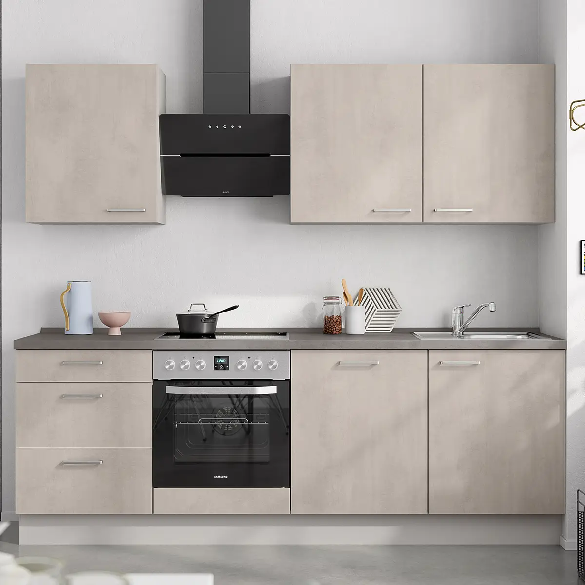 Küchenzeile High-Line Riva Kombi C 240cm | Grau